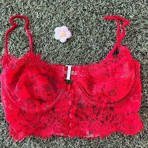 For Love and Lemons Red Lace Bralette
